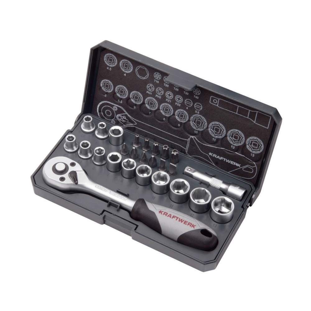 KRAFTWERK BASIC LINE Steckschlüssel-Satz 1/4", 82-teilig, BxTxH 150 x 237 x 51 mm