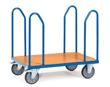 Fetra Chariot à étriers latéraux, charge max. 600 kg, bleu brillant, quatre dimensions différentes