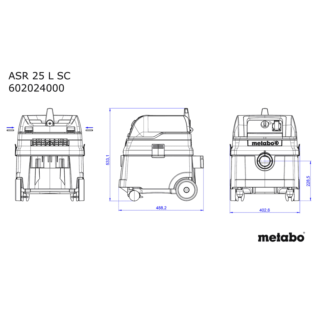 Metabo Allessauger ASR 25 L SC, 1400 Watt, mit elektromagnetischer Abrüttlung