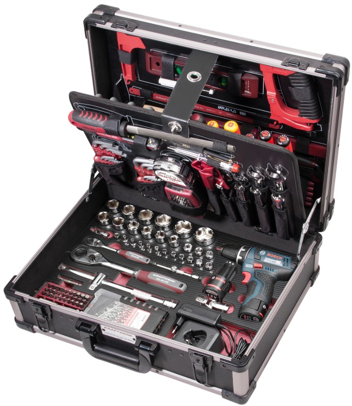 KRAFTWERK PRO LINE Profi-Alu-Werkzeugkoffer KW/Bosch, 264-teilig