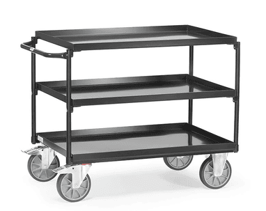 Tischwagen mit Wannen "GREY EDITION", mit 3 Böden aus Blechwannen