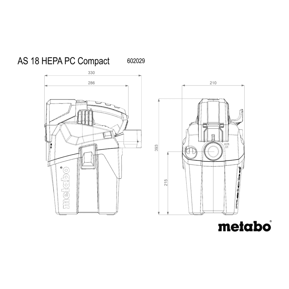 Metabo Akku-Sauger AS 18 HEPA PC Compact, 18 V mit manueller Filterreinigung und Hepa Filter