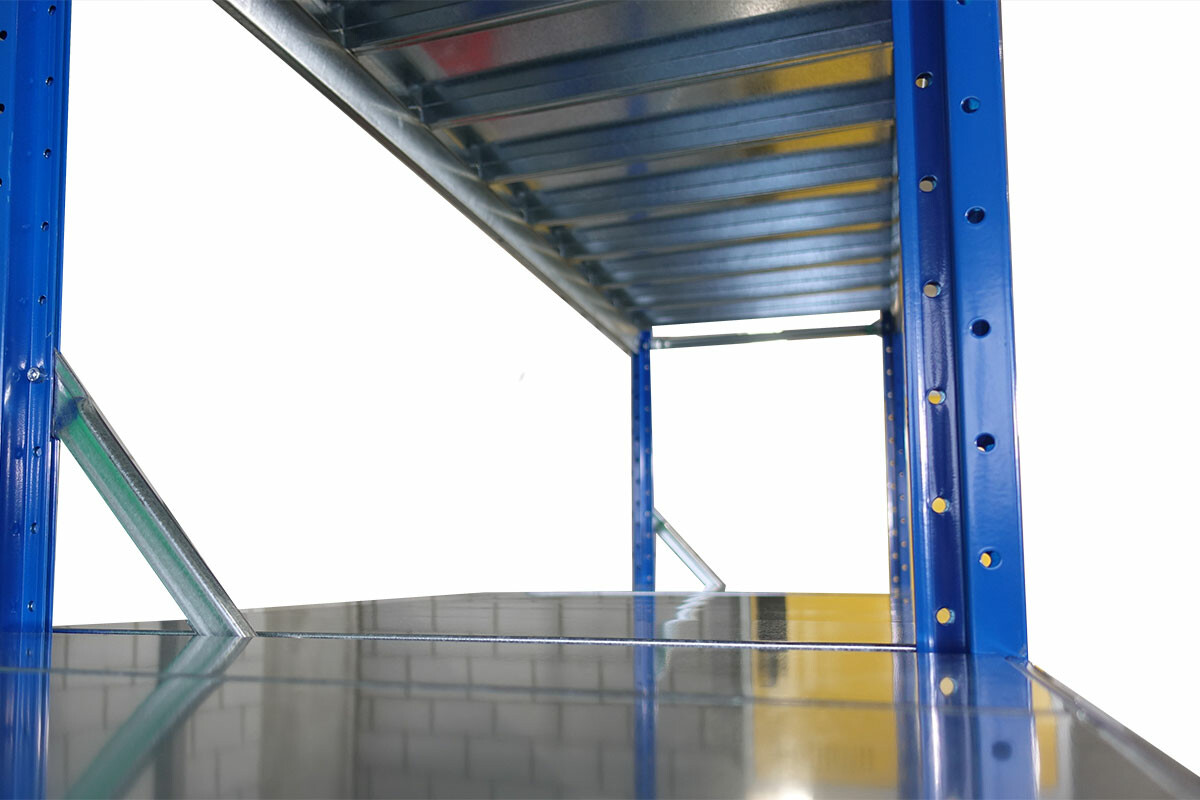 Fachbodenregal Komplettset M50, Gesamttraglast 2800 kg, in zwei Ausführungen