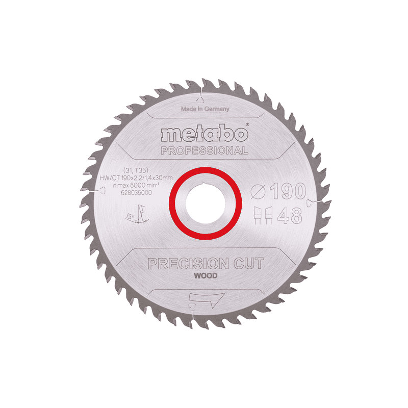 Metabo Kreissägeblatt "Precision Cut Wood - Professional" 190 x 30 mm, Z48, WZ, 15°