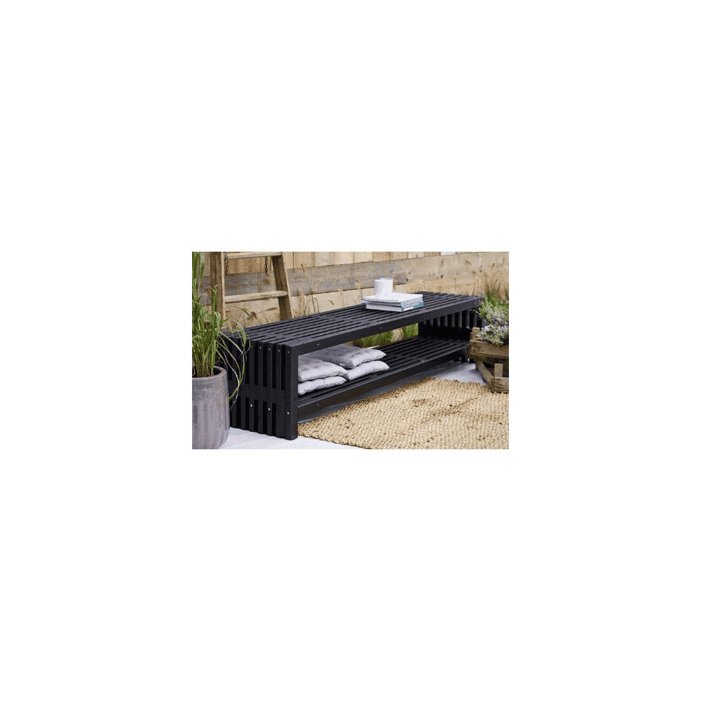 Banc rustique, deux couleurs, deux longueurs, avec ou sans étagère