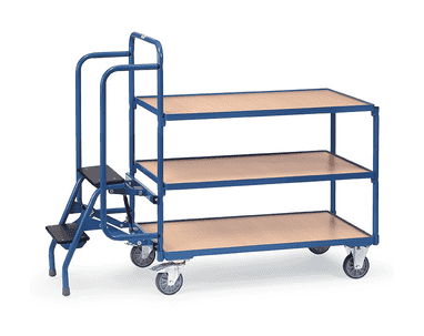 Fetra Chariot de préparation de commandes petit format avec 2 ou 3 plateaux, capacité de charge 250 kg, 1322 x 611 x 1155 mm