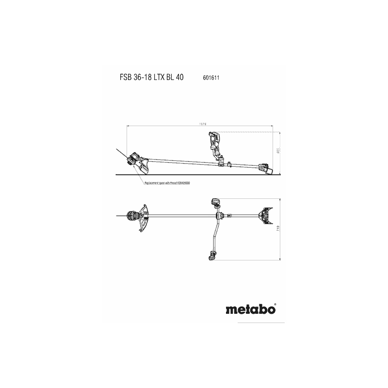 Metabo Akku-Freischneider / Rasentrimmer FSB 36-18 LTX BL 40, 18 V ohne Akku, mit Zweihandgriff