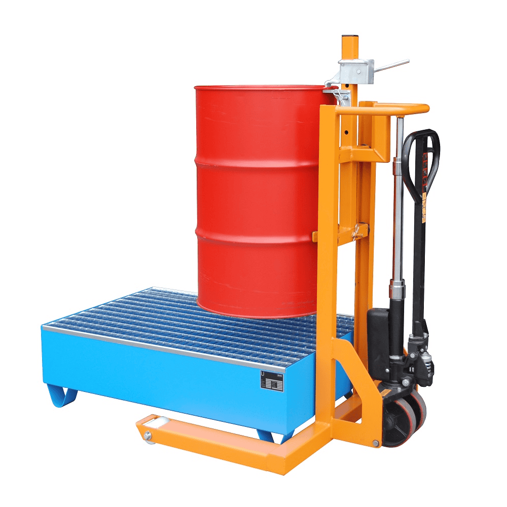 Fassheberoller für 110 l bis 220 l - Typ FHR 600 G | mit Zugdeichsel und Rollen | Hubhöhe 600 mm | Tragkraft 300 kg