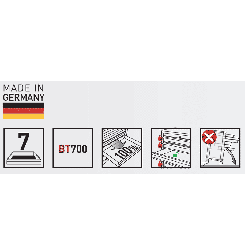 KRAFTWERK BT700 Werkstattwagen BASIC, 7 Schubladen, 337-teilig, inkl. Werkzeug, in 2 Farben