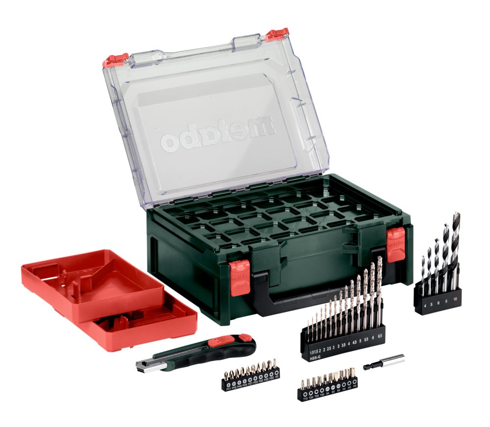 Metabo Akku-Bohrschrauber PowerMaxx BS Basic Set 12 V mit 2x Li-Power Akkus (12 V / 2.0 Ah), Ladegerät LC 24 und mobiler Werkstatt