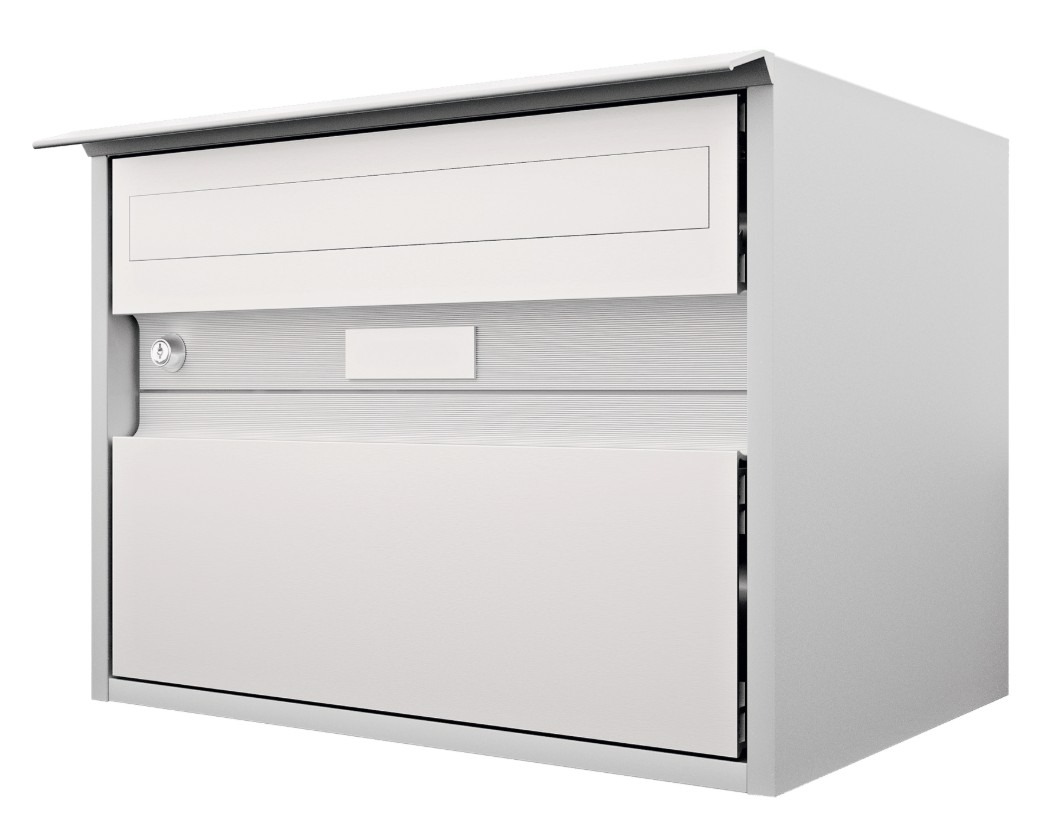 Huber Boîte aux lettres Alu 400 en aluminium avec façade classique, aluminium blanc RAL 9006