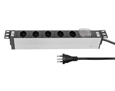 Steffen Steckdosenleiste ALU MODULAR SILVER, 5 x T13, 10 A, IP20, 3 m Kabel, mit Schalter, silber/schwarz