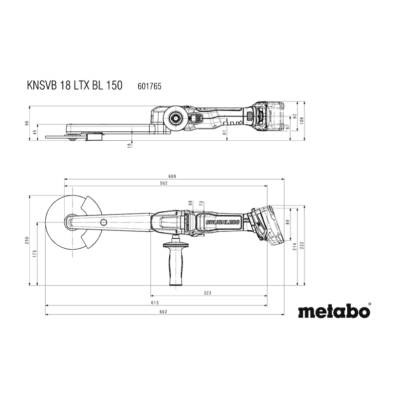 Metabo Meuleuse pour soudures d'angle à batterie KNSVB 18 LTX BL 150, 18 V (Solo), avec metaBOX 185 XL