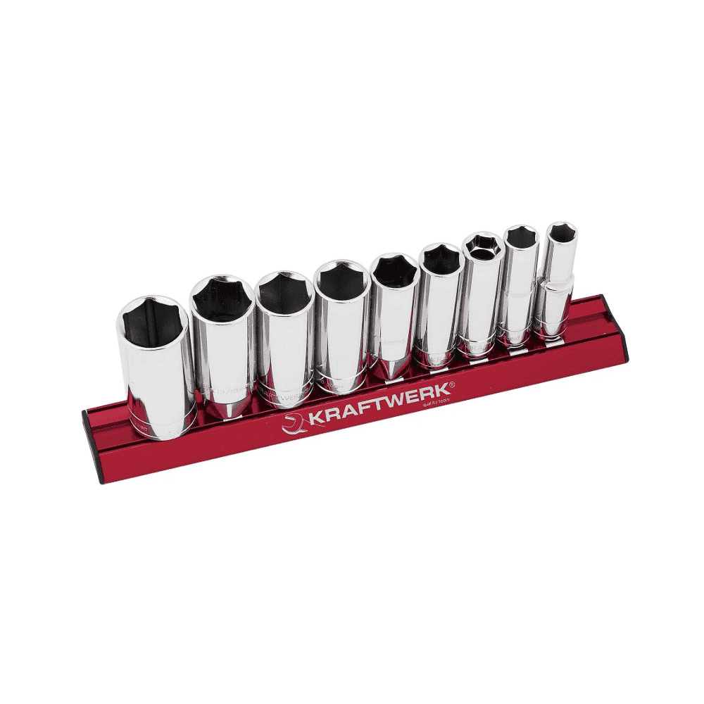 KRAFTWERK PRO LINE langer Zoll-Stecknuss-Satz MAGALU 3/8", 9-teilig, S2 Qualität