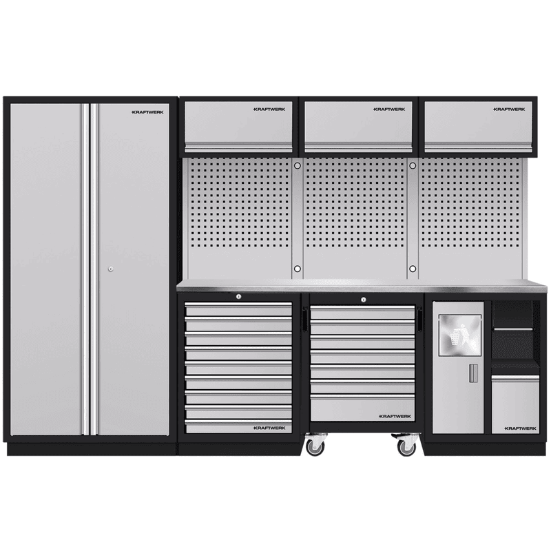KRAFTWERK Équipement d'atelier MOBILIO Ensemble complet 4 pièces avec panneau perforé et 16 tiroirs