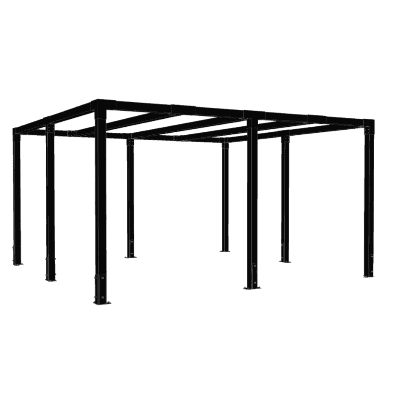 PLUS Pergola Cubic en bois, noir RAL 9005, L x P x H 3870 x 3870 x 2170 mm