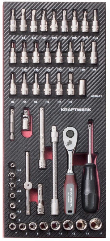 KRAFTWERK PRO-LINE EVA3 Steckschlüssel-Einlage 1/4", 46-teilig