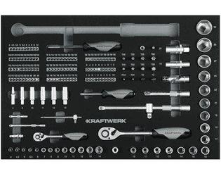 KRAFTWERK BASIC LINE EVA Steckschlüssel-Einlage 1/4" + 1/2", 600 x 400 mm, 164-teilig