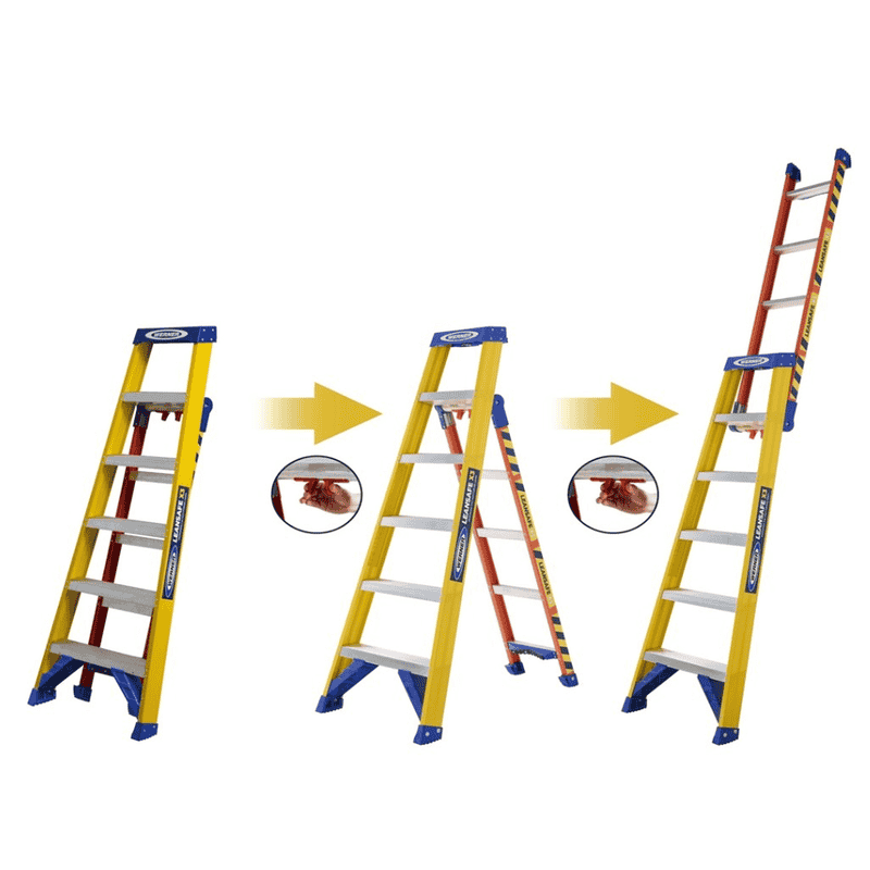 LEANSAFE Glasfaser-Mehrzweckleiter, 3-in-1, 150 kg Tragfähigkeit