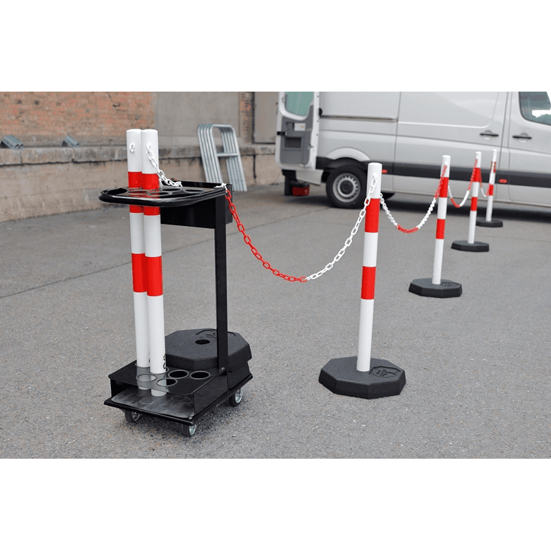 Komplett-Kettenpfosten-Set mit Lager- und Transportgestell, in 2 Farben