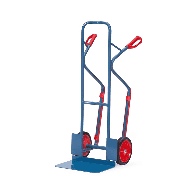 Fetra Diable en tube d'acier, hauteur 1300 mm, patins en plastique, bavette extra large