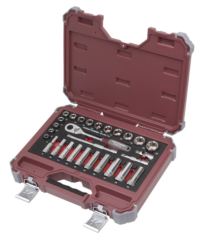 KRAFTWERK PRO LINE Werkzeugkoffer, Steckschlüssel-Satz, 3/8", inkl. Werkzeug, 28-teilig