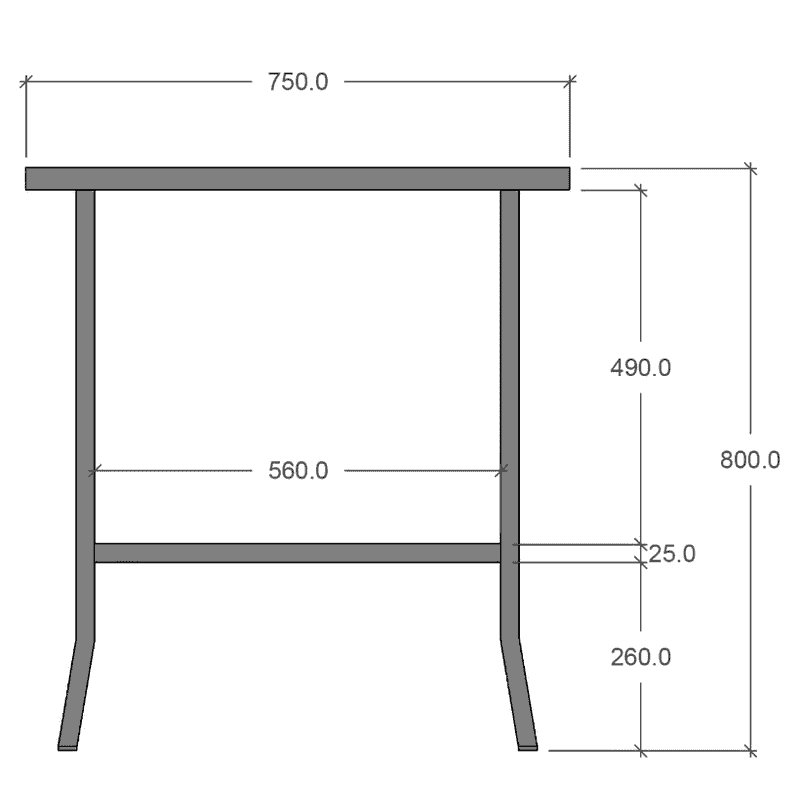 PLUS Table de jardinage en acier galvanisé à chaud, L x L x H 750 x 450 x 800 mm