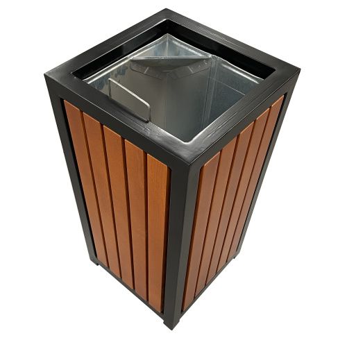 Abfallbehälter quadratisch, ​in Holzoptik