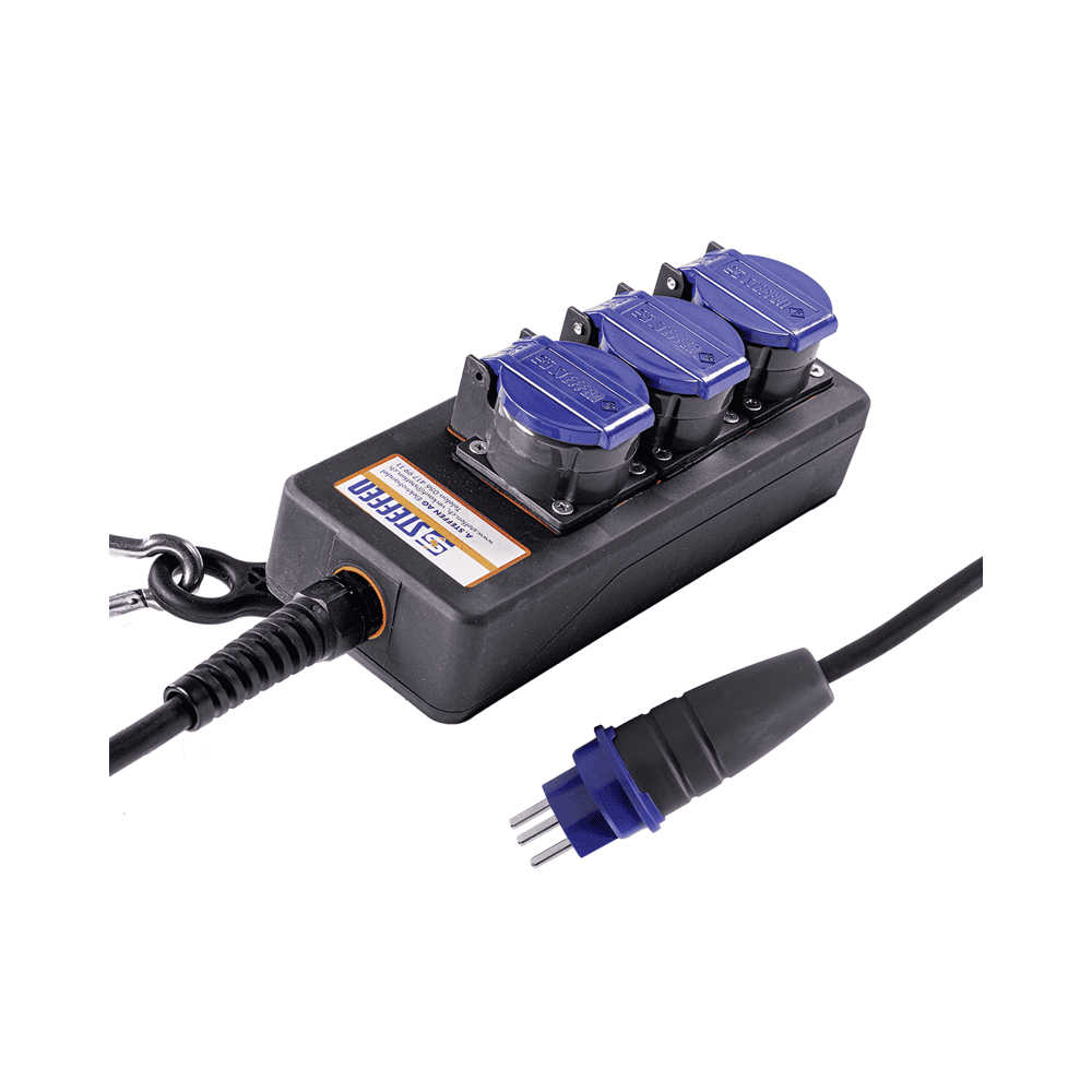 Steffen Multiprise PROFESSIONAL, prises de courant T23, 16 A, GdV 3 x 2.5 mm², IP55, noir/bleu, différents versions