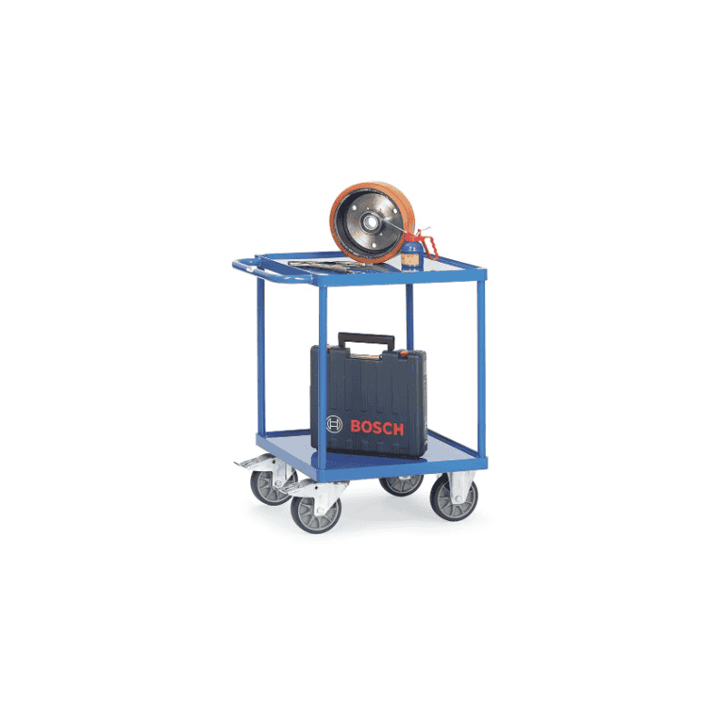 Fetra Tischwagen mit Stahlblech-Wannen, Gesamttragkraft 500 kg, 737 x 609 x 860 mm