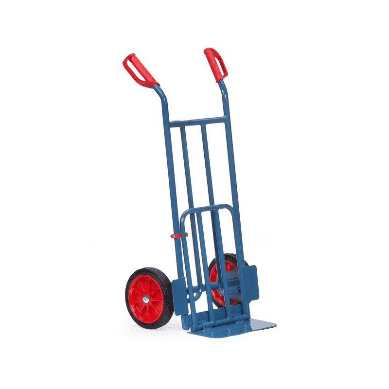 Fetra Paketkarre mit grosser Stahlrohr-Klappschaufel, Höhe 1150 mm, 250 kg Tragkraft
