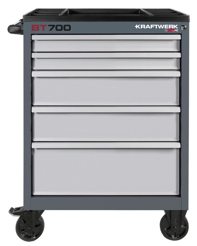 KRAFTWERK Werkstattwagen BT700 5 Schubladen Swiss Line, inkl. Werkzeug, 121-teilig, BxTxH 719 x 474 x 1000 mm