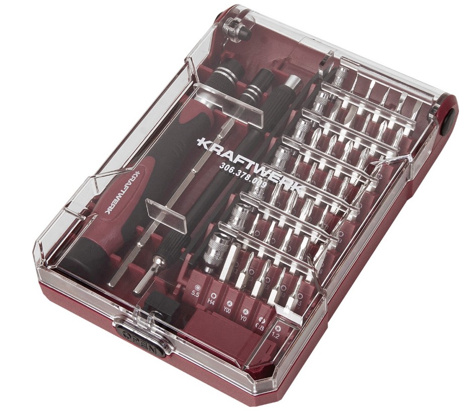 KRAFTWERK Präzisions-Schraubendreher-Set 1/4", 45-teilig, für Feinmechanik und Elektronik