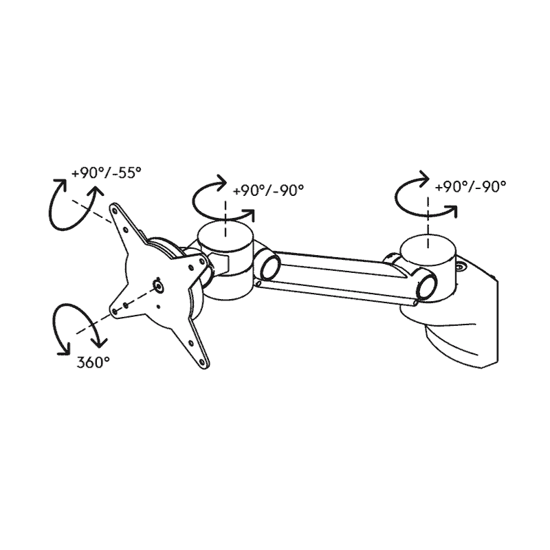 Zubehör - Bildschirmarm-Halter flexibel, silber, dynamisch höhenverstellbar, 360° drehbar