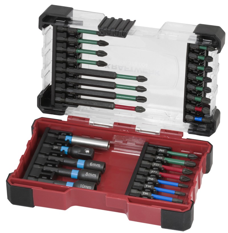 KRAFTWERK Bit Box Profi Impact Control 1/4", 29-teilig, S2-Stahl Impact-Torsionsbits, PH/PZ/TX