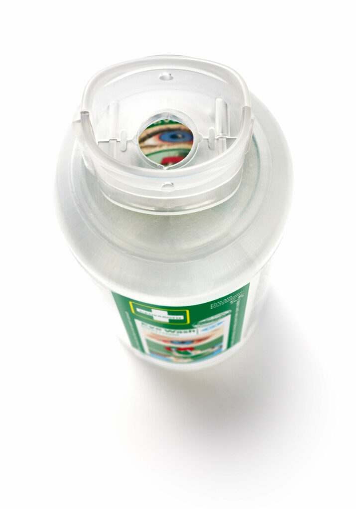 Douche oculaire / Solution de rinçage oculaire tamponnée, Cederroth 725200, paquet de 2 x 500 ml