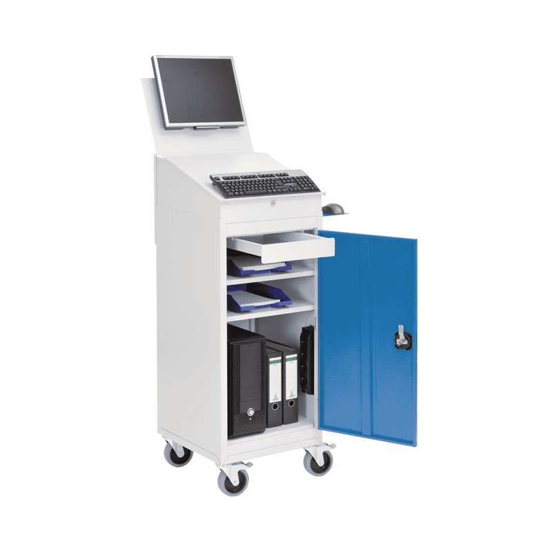 Bedrunka+Hirth Mobiler Computerschrank mit Pultaufsatz und Monitorhalterung, 500 x 500 x 1575 mm