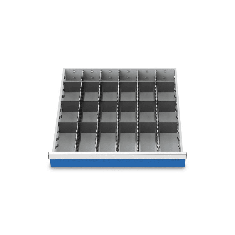 Metalleinteilung Set 23-teilig, R 24-24, Schubladennutzmass 600 x 600 mm, in 5 Blendenhöhen