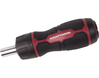 KRAFTWERK Mini-Ratschen-Schraubendreher 6-in-1, 7-teilig mit integriertem Bit-Sortiment
