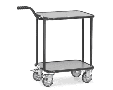 Plattformwagen mit Griff "GREY EDITION", zwei Holzplattformen, 860 x 450 mm