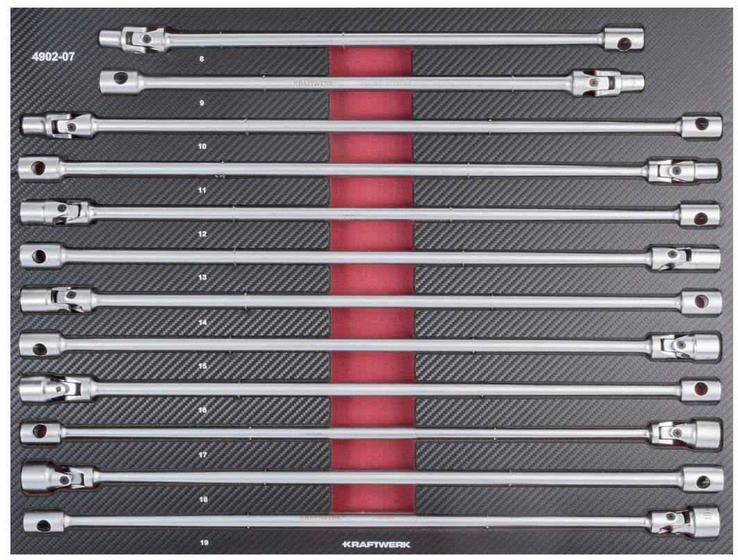 KRAFTWERK PRO LINE EVA Jeu de clés articulées à poignée en T Insertion, 12 pièces