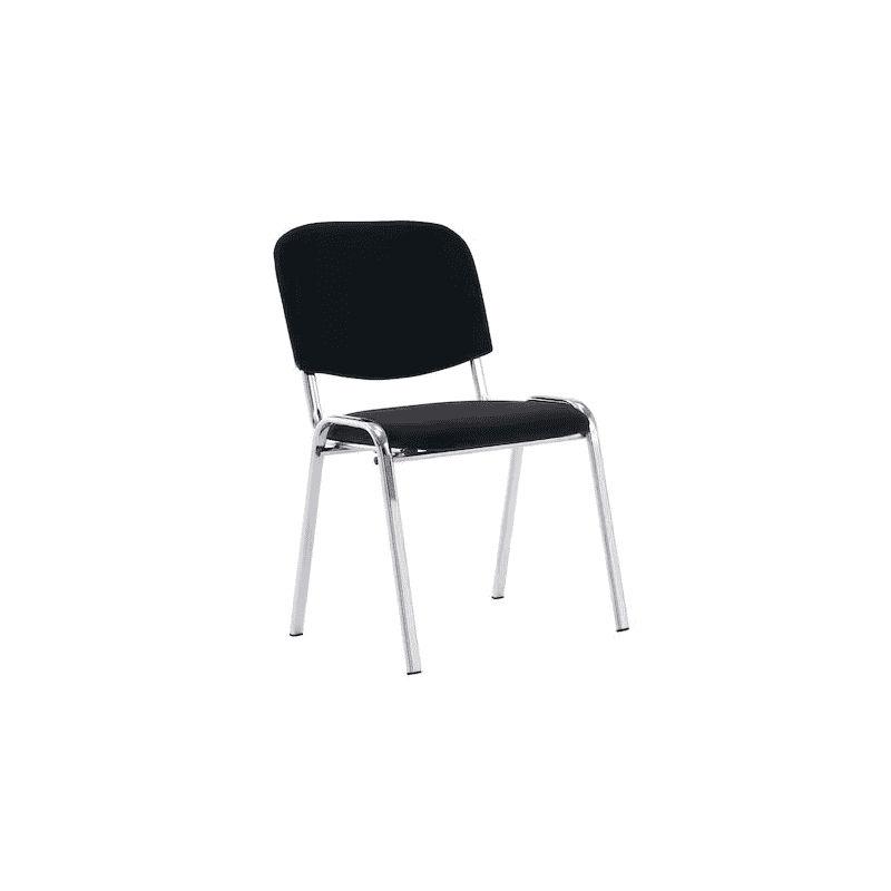 Chaise visiteur Arws C20 en tissu avec piètement chromé, empilable, noir