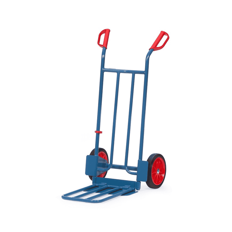 Fetra Paketkarre mit grosser Stahlrohr-Klappschaufel, Höhe 1150 mm, 250 kg Tragkraft