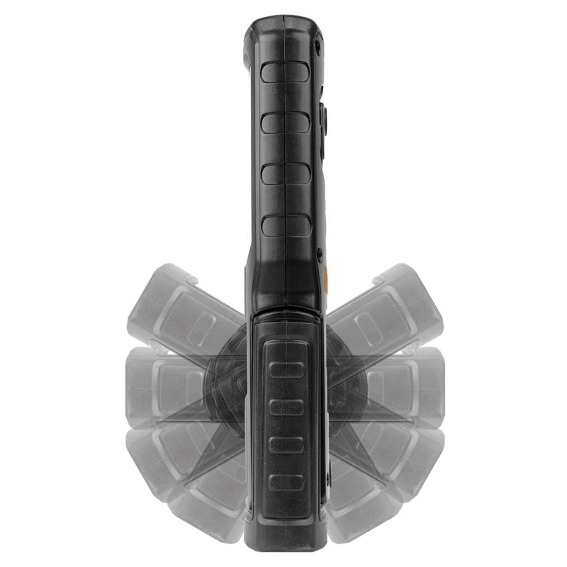 Steffen LED Akku-Handleuchte 5 W, 600 + 100 lm, 5700 K, 240° drehbar, IP54, schwarz/orange