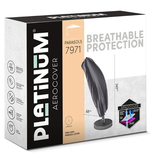 Platinum AeroCover Freiarmsonnenschirm Schutzhülle, Höhe 2400 mm, Durchmesser 680 mm