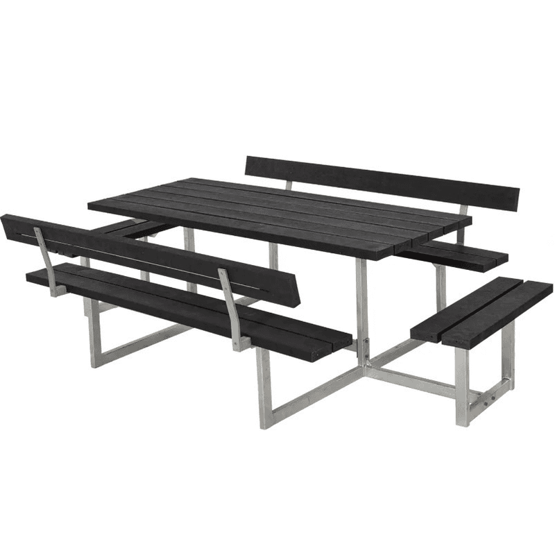 PLUS Basic Ensemble de mobilier de jardin RePlast, noir, disponible en plusieurs modèles