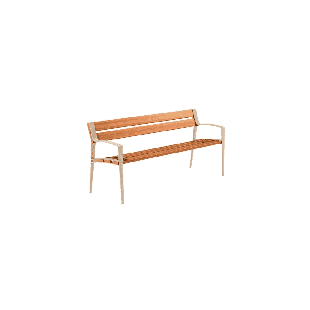 Banc public Minsk en fonte et bois, L x P x H 1800 x 570 x 800 mm, disponible en 4 couleurs