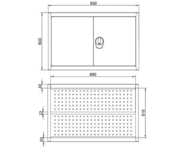 Hängeschrank mit Lochblechrückwand