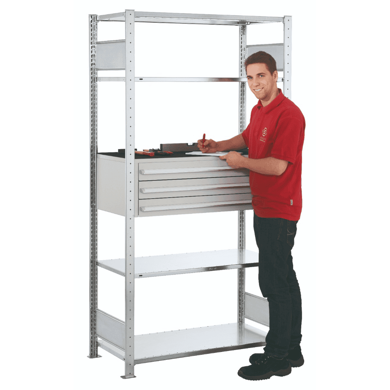 Schulte rayonnage à tiroirs, charge admissible par tablette 150 kg, en 2 versions