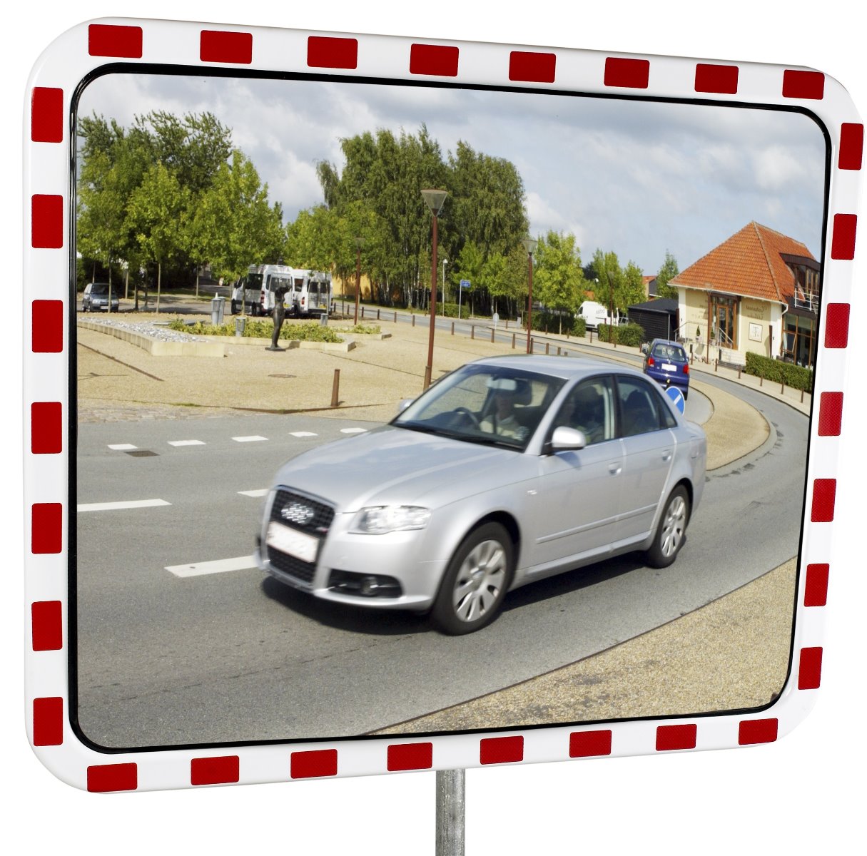 Miroir routier, Type TM avec cadre rouge-blanc